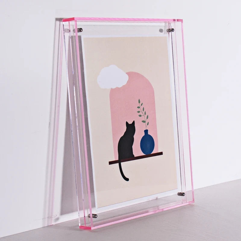 Neon Acrylic Floating Photo Frame, Translucent Wall or Tabletop Display, Modern Decor in Multiple Sizes and Colors - product view 6