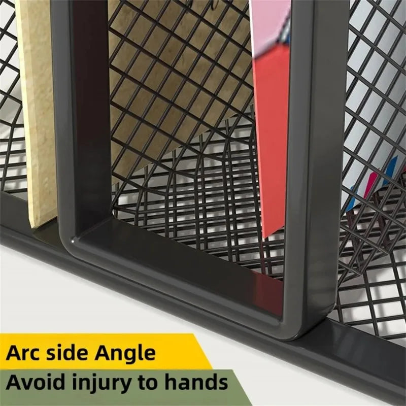 3-Layer Black Metal Mesh Desk Organizer, Notebook Stand Rack for Papers, Magazines, Documents and Books - product view 6