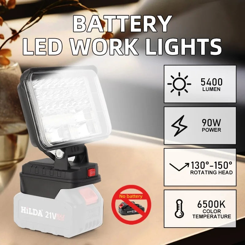Cordless LED Work Light, High-Low Brightness, Makita Battery Compatible, Portable Spotlight for Camping and Repairs - product view 6