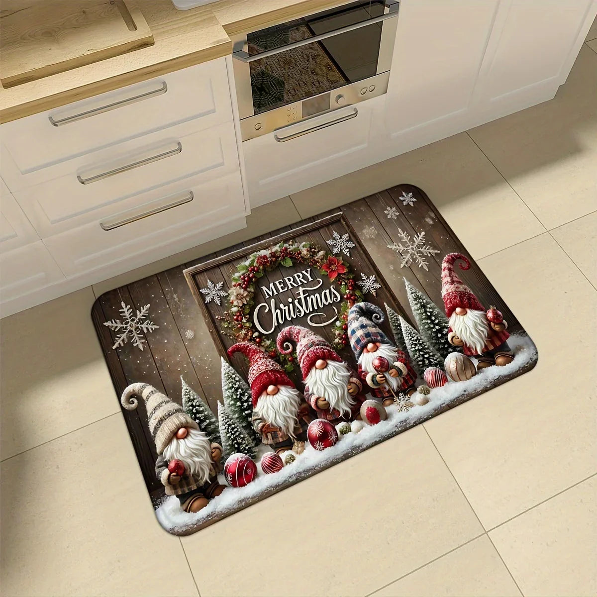 Outdoor Rug, Waterproof Anti-Slip Printed Polyester Floor Mat, Fade-Resistant Machine-Made Carpet for Door, Kitchen or Patio - product view 6