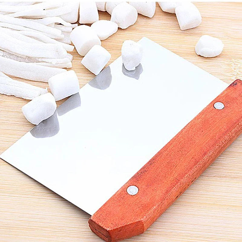 Stainless Steel Dough Scraper with Wooden Handle for Sourdough, Pastry Cutting, Cake Scraping and Baking Tasks - product view 6