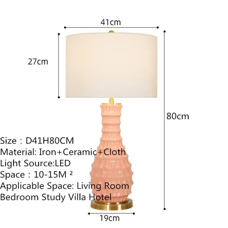Contemporary Ceramic Bedside Table Lamp, LED Bulb Included, E27 Base, Knob Switch, AC Power and 90–260V - product view 6