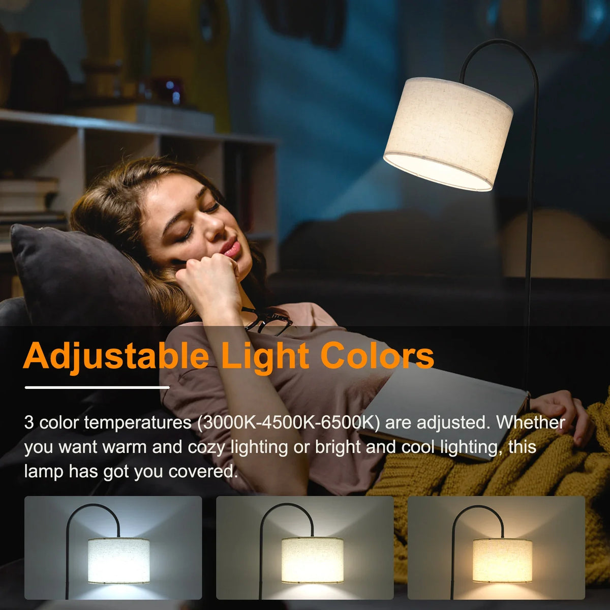 Fabric Floor Lamp, Assembly Design, Solar Power Source, Multicolor Finish for Living Rooms and Bedrooms - product view 6