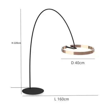 C-Shaped LED Arch Floor Lamp, 16–20 W, 40 or 60 cm Ring, Warm, Cool, Tri-Color or Remote Dimming - product view 6