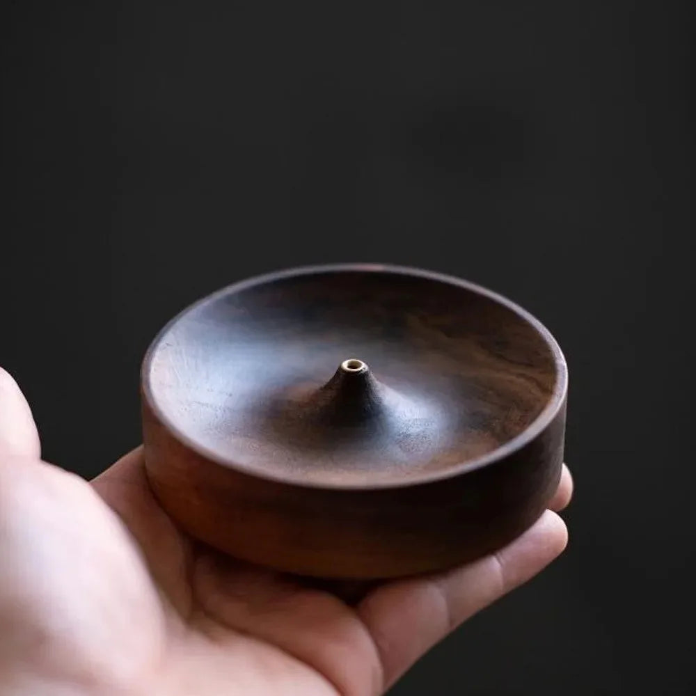 Solid Wood Incense Burner, Round 7 x 1.7 cm Aromatherapy Plate for Agarwood and Home Décor, 1-Piece Holder - product view 6
