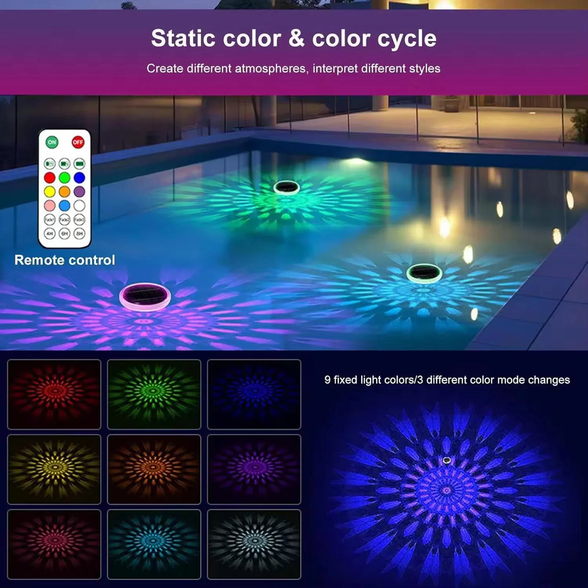 RGB LED Underwater Pool Light, ABS Body, AC Powered, Wedge Base, 230mm x 58mm, 1-Piece or 2-Piece Set - product view 6