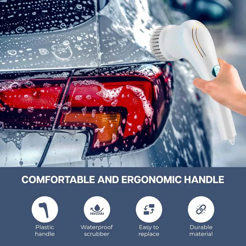 USB Rechargeable Electric Spin Scrubber, 18,000 RPM IPX7 Waterproof Cleaner with 5 Brush Heads - product view 6