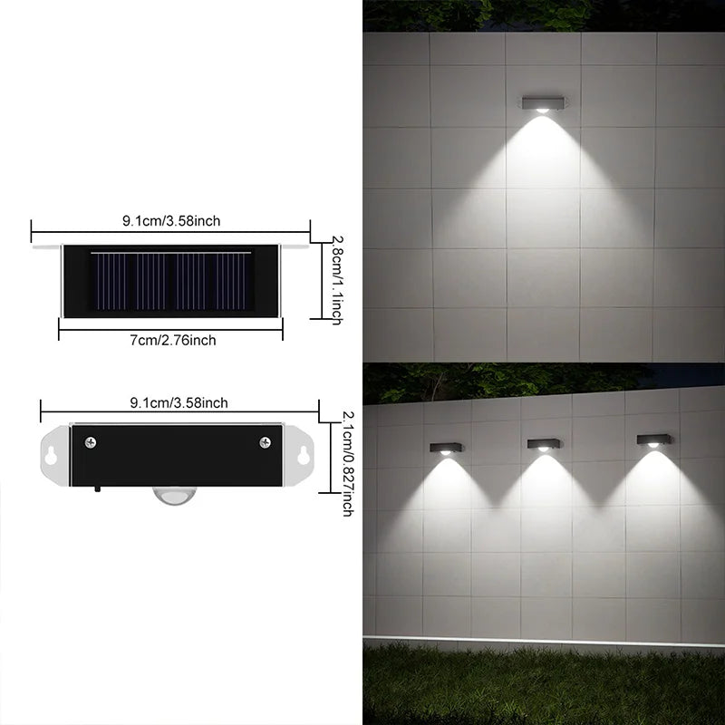 Solar Wall Lights, Dimmable Modern LED Exterior Lighting, IPX4 Water Resistance, 600mAh Battery, 4-Piece Set - product view 6