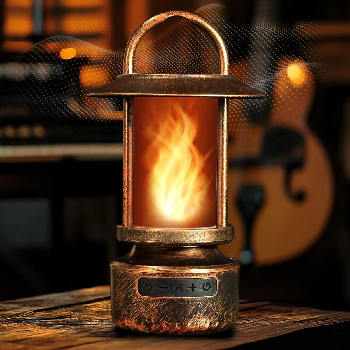 RGB Flame Camping Lantern Bluetooth Speaker, 5W Wireless Audio, 13 Flame Colors, Rechargeable 2400mAh Battery, AUX and TF Card - product view 6