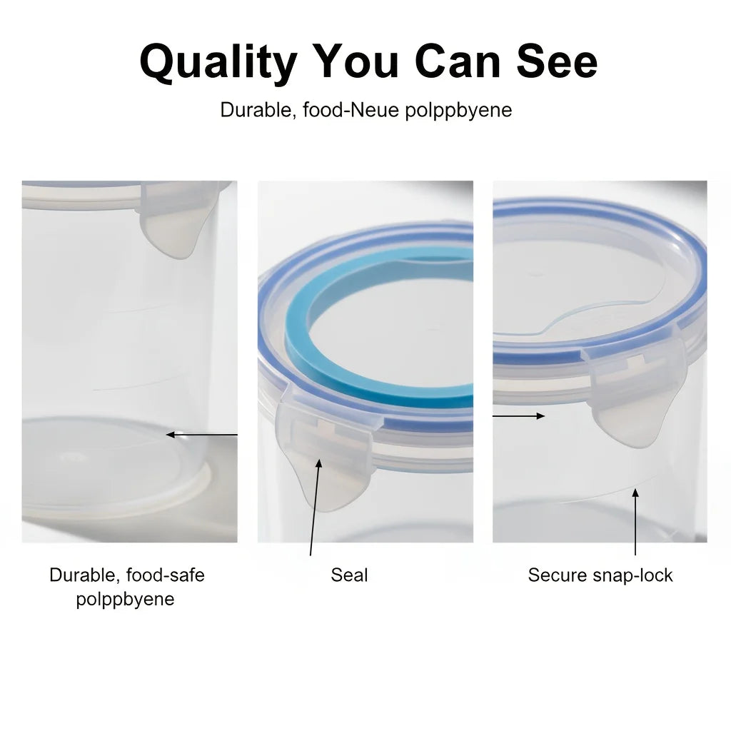 4-Piece Kitchen Canister Set, Sealed Plastic Storage Jars in Multiple Sizes for Pantry and Refrigerator - product view 6