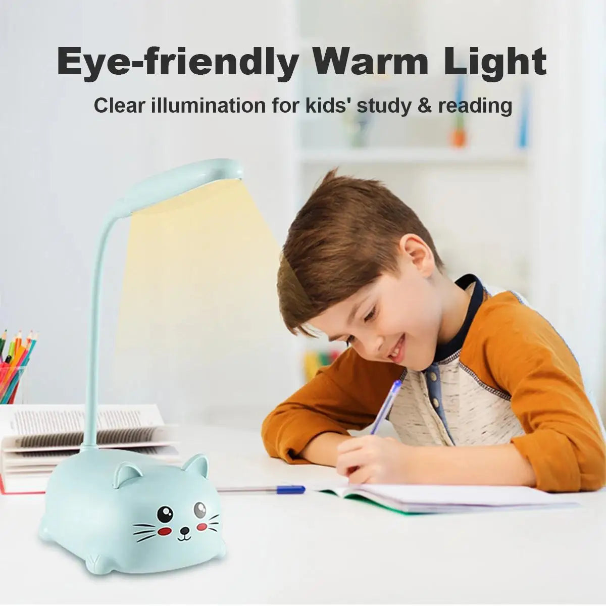Cute Cat Rechargeable LED Table Lamp, USB Charging, 360° Flexible Neck, 400mAh Battery for Bedside and Reading - product view 6