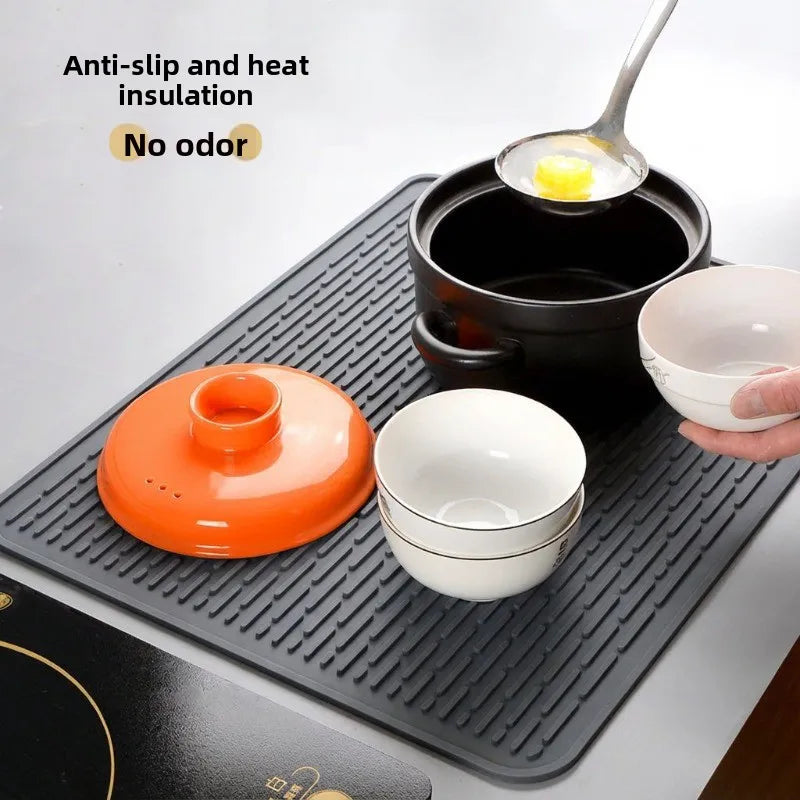 Silicone Kitchen Counter Mat, Heat-Resistant Anti-Slip Dish Drying Pad, 70 × 50cm or 50 × 31cm - product view 6