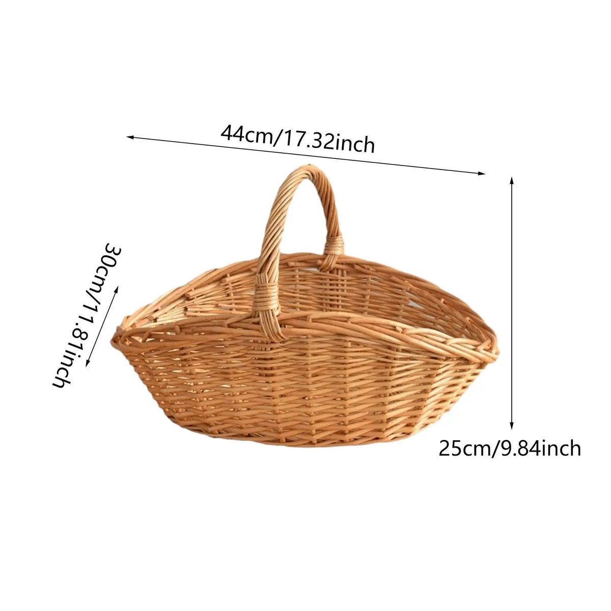 Woven Picnic Basket with Handle, Multi-Use Waterproof Wood Storage Basket, Small or Large Easter Basket and Plant Pot - product view 6