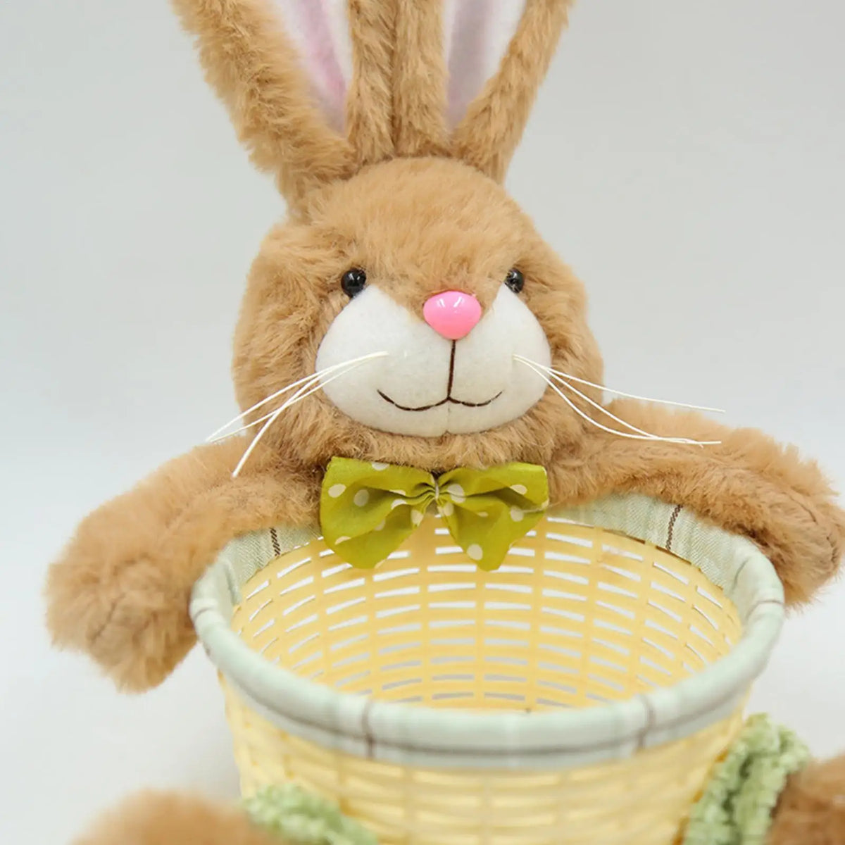 Easter Bunny Basket, Waterproof Wicker Treat Holder for Candy, Eggs and Snacks, 26 x 18 x 11 cm, Pink or Green - product view 6