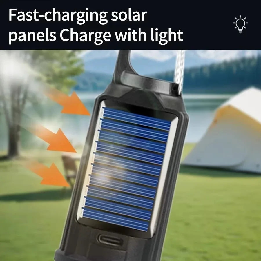 LED Lantern, USB Rechargeable Solar Camping Light, Warm Glow, Hanging Handle, 5V, 300mAh Battery, 8-Piece Set - product view 6