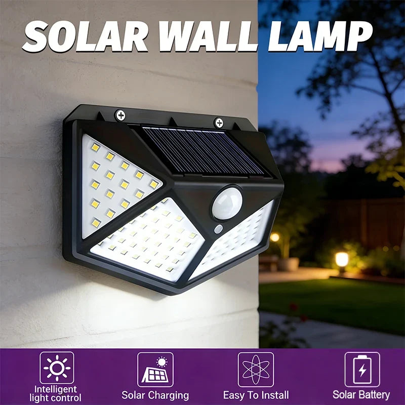 Solar Security Light, 44/100 LED PIR Motion Sensor, 3 Lighting Modes, 120° Detection and IP65 Outdoor Wall Light - product view 6