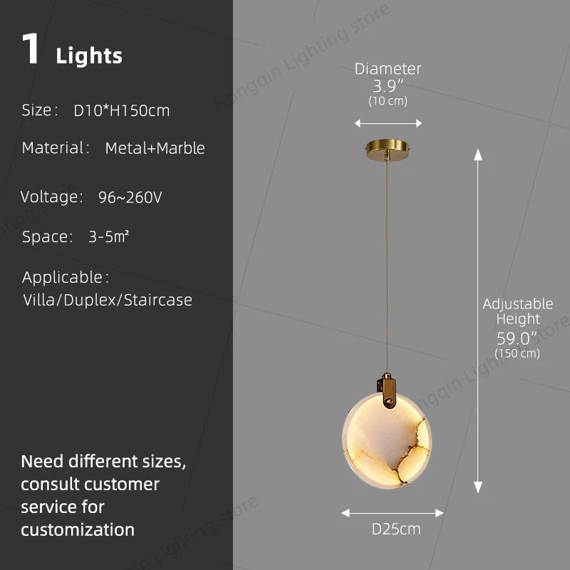 Marble Staircase Pendant Light, Modern LED Chandelier with Touch On/Off Switch, 3–25 Heads, 90–260V - product view 6