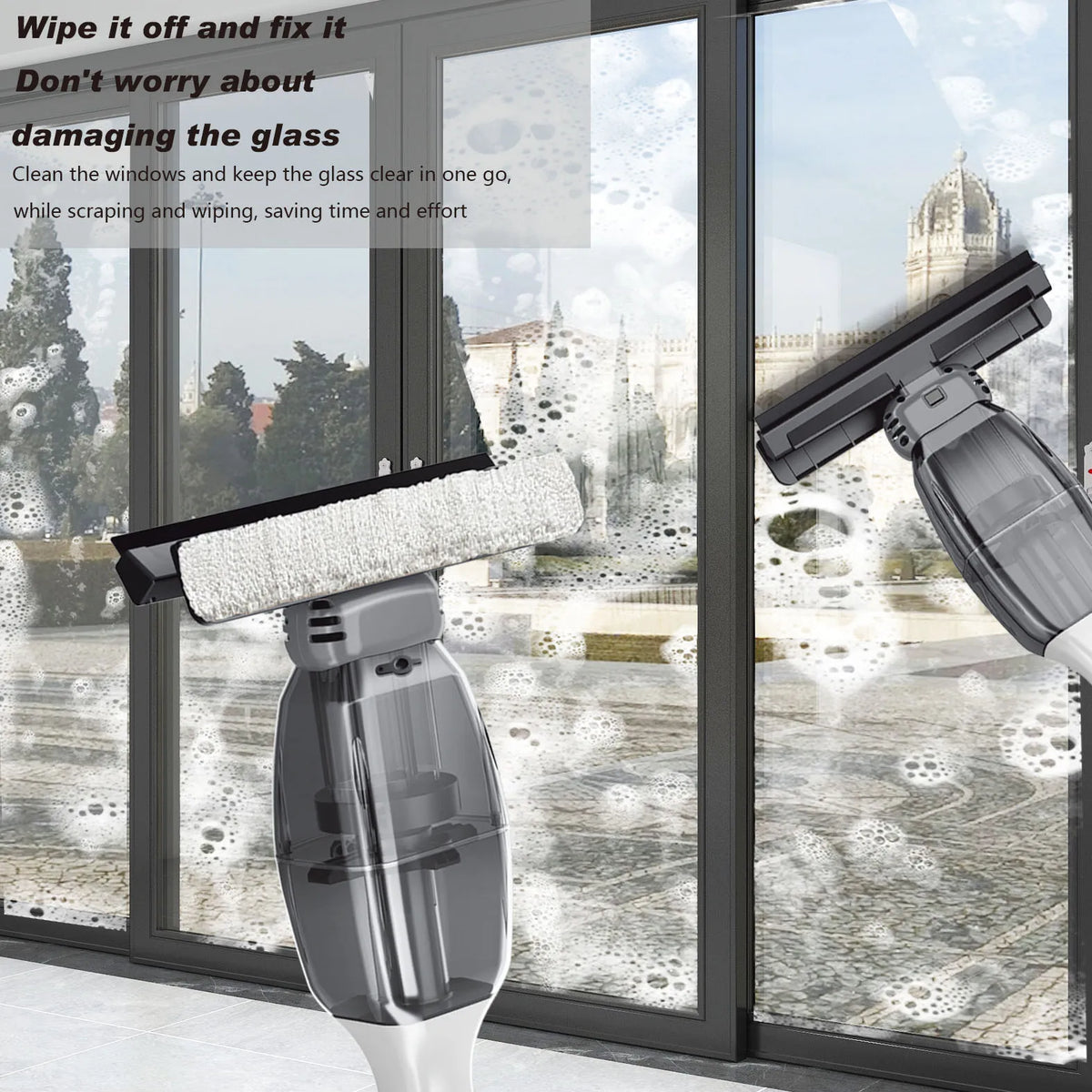 Electric Cordless Window Cleaner, Handheld Glass Vacuum With USB Rechargeable Wireless Design, Gray - product view 6