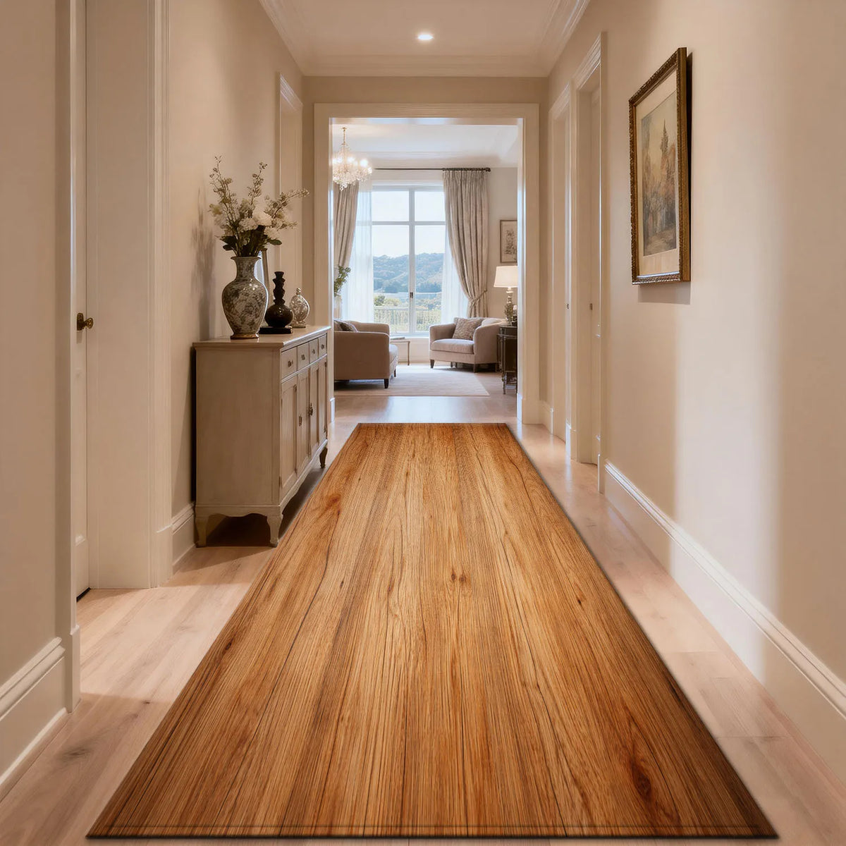 Warm Brown Wood Texture Runner Rug, 2D Printed Non-Slip Waterproof Polyester Floor Mat for Kitchen Hallway Bedroom - product view 6