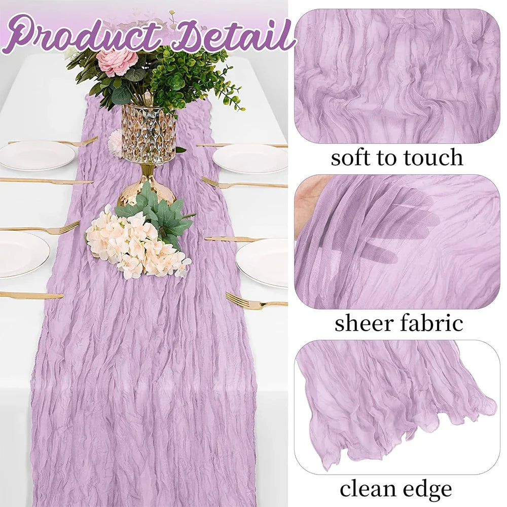 Polyester Table Runner, Solid Boho Gauze Design for Holiday, Wedding and Baby Shower Decor, 90 x 180 or 300 cm - product view 6