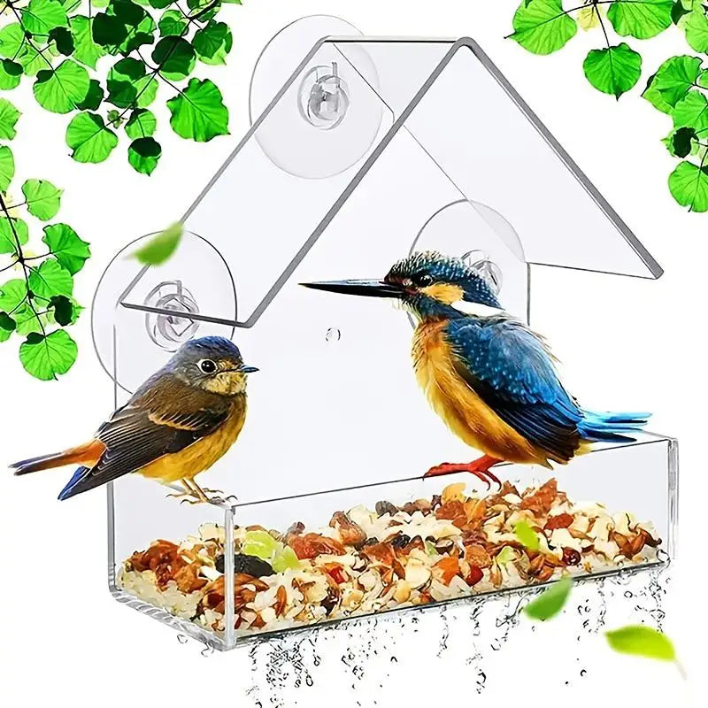 Transparent Plastic Bird Feeder, Window and Wall Mount Design for Garden, Balcony and Home Bird Watching - product view 6