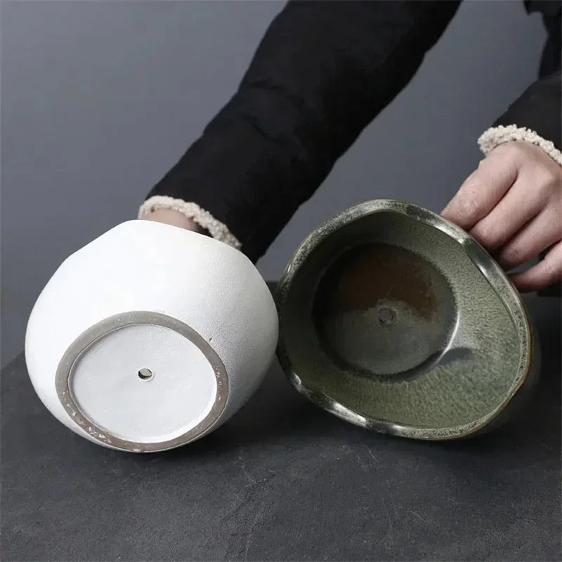 Porcelain Crescent Moon Planter, Rhino Horn Shape with Weighted Base for Succulents, Cacti, Bonsai and Small Plants - product view 6