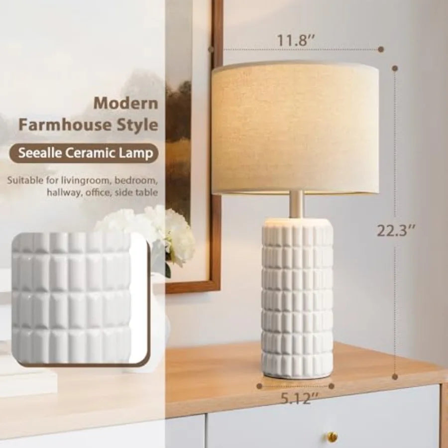 23-Inch Ceramic Table Lamps, AC 110 V, White, Blue or Green Options, Single or Set Configuration for Bedroom - product view 6