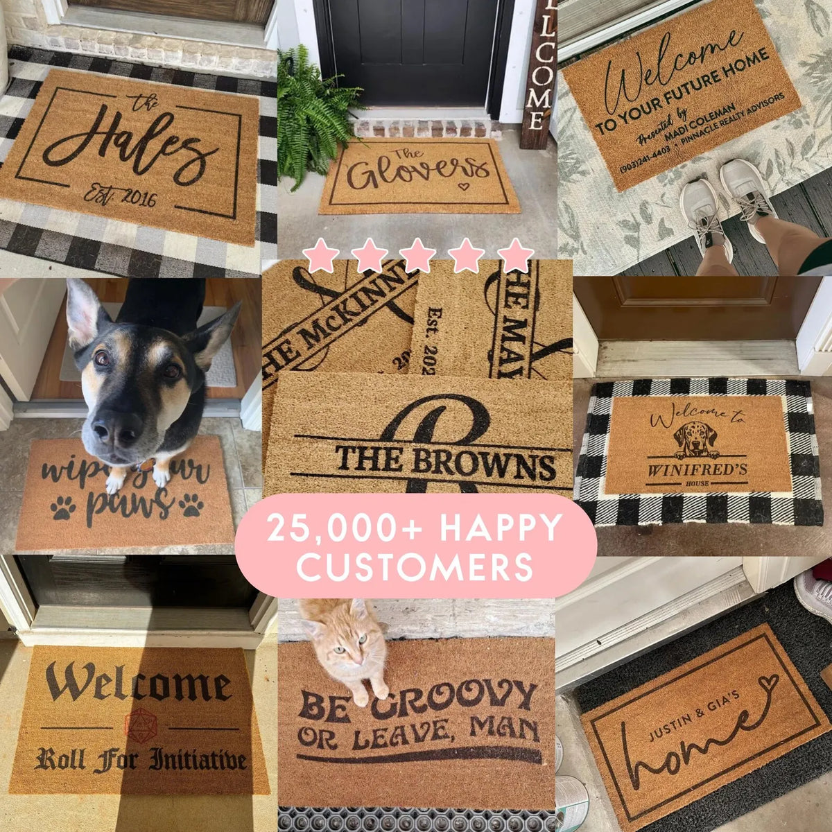 Personalized Welcome Doormat, 40 x 60 cm Coir-Style Printed Door Mat, Anti-Slip PP with PE Foam - product view 6