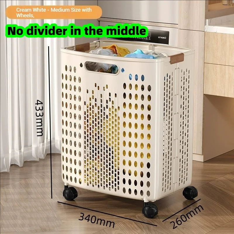 Foldable Clothes Hamper, Large-Capacity Reusable Laundry Basket with Wheels and Divider-Free Design for Bathroom Storage - product view 6