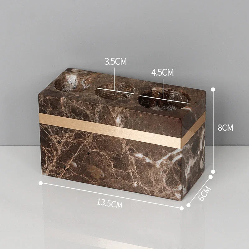 Natural Stone Bathroom Accessory, Marble-Style Soap Dispenser, Toothbrush Holder or Soap Dish with Non-Slip Base - product view 6