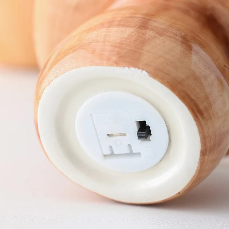 Ceramic Mushroom Night Light, White Porcelain, 3V, Included Bulb, Blue Red or Pink Emitting Color for Bedroom Bedside Decor - product view 6