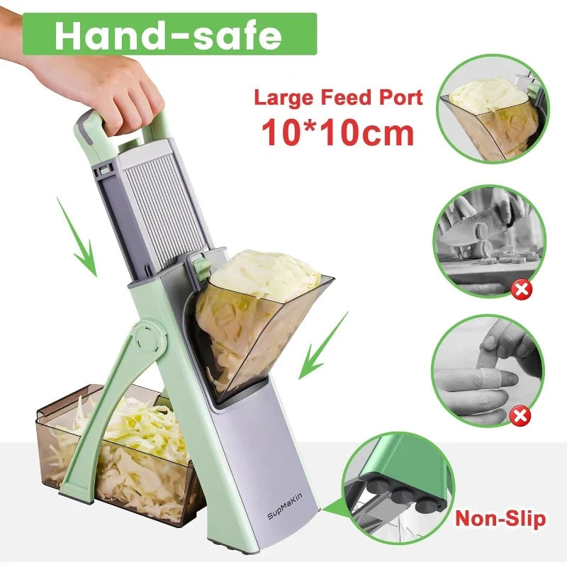 Manual Vegetable Cutter, Adjustable Mandoline Slicer, Shredder and Grater for Potatoes, Carrots and Cucumbers - product view 6