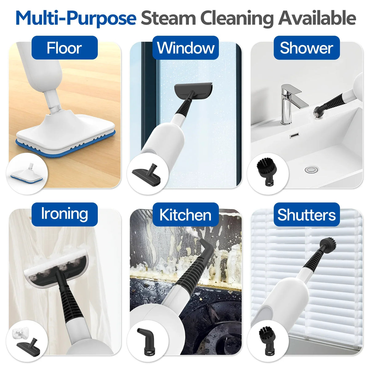 F2 6-in-1 Steam Mop, High-Temperature Floor Cleaner with Dual Steam Modes, Detachable Handle and US Plug - product view 6