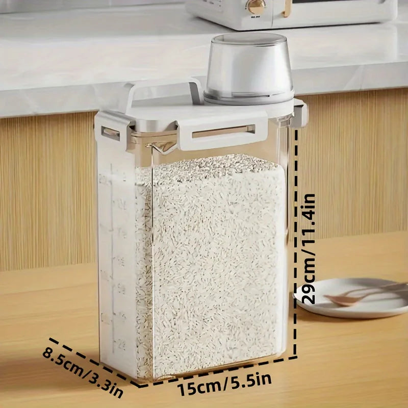 Rice Storage Container, Sealed 1.5L or 2.0L Food Storage Box, Measured Plastic Grain and Flour Keeper with Lid - product view 6