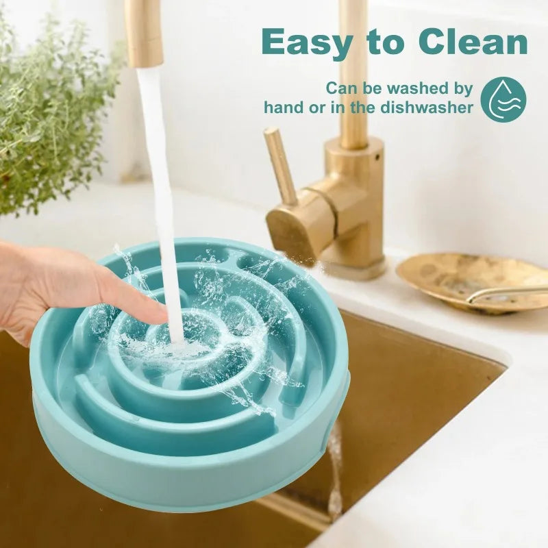 Slow Feeder Dog Bowl, Maze-Pattern Anti-Gulping Pet Food and Water Dish, Non-Slip Design, 19.5 x 19.5 x 3.5 cm - product view 6
