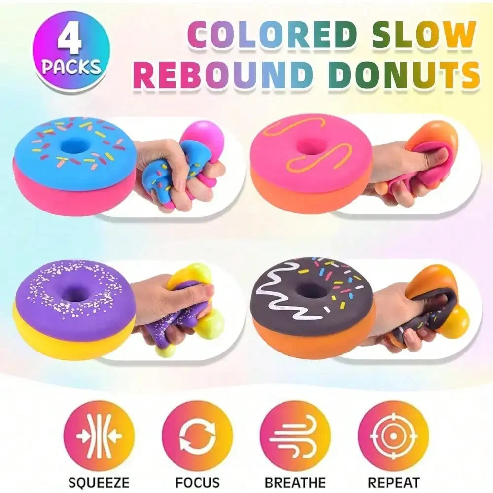 Donut Sensory Fidget, Soft Viscose Stress Relief Gadget in Random Colors for Relaxation, Parties and Stocking Stuffers - product view 6
