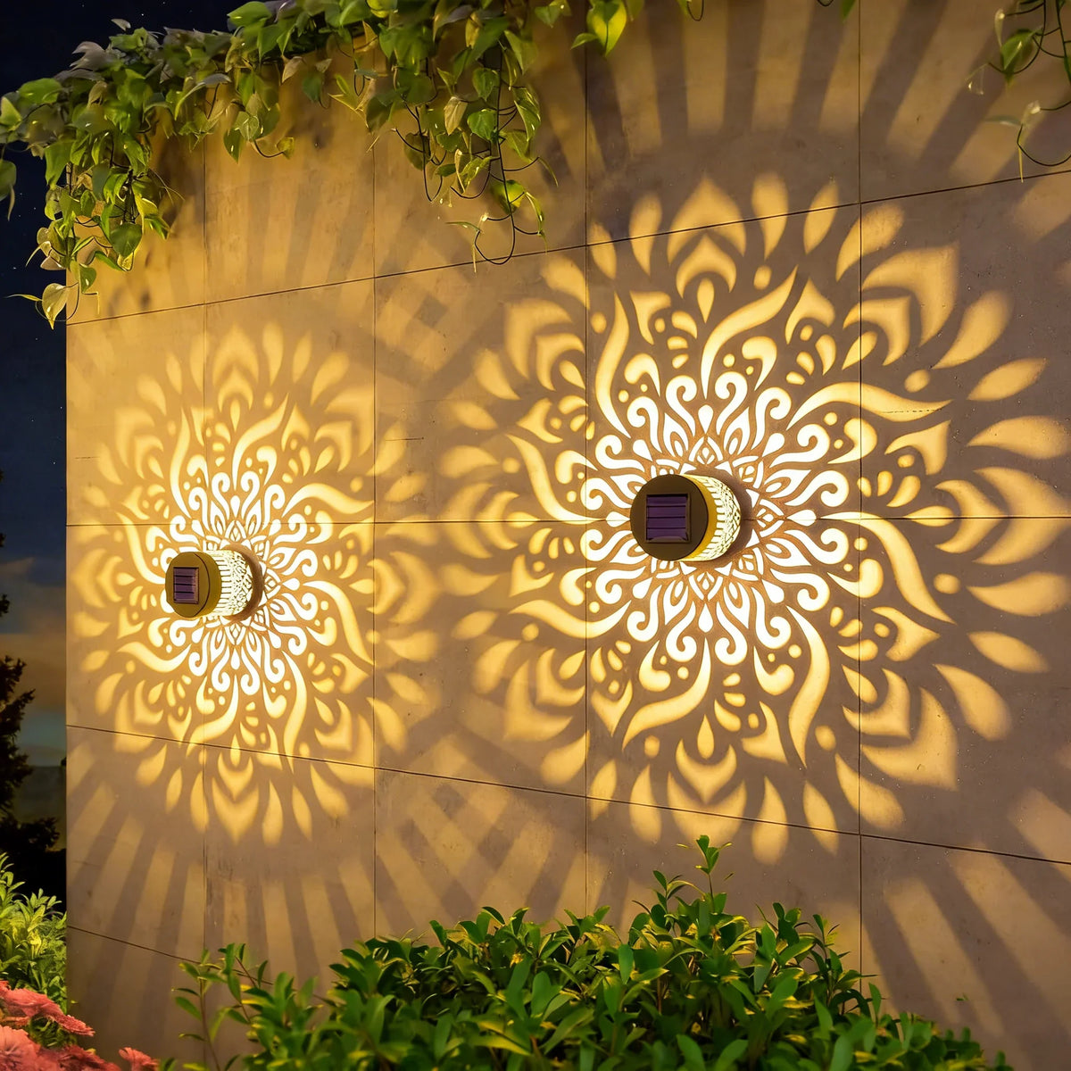 Solar Mandala Sunflower Projector Wall Light, 12 V ABS Outdoor Garden Lamp with Included Bulb for Porch, Patio and Courtyard - product view 6