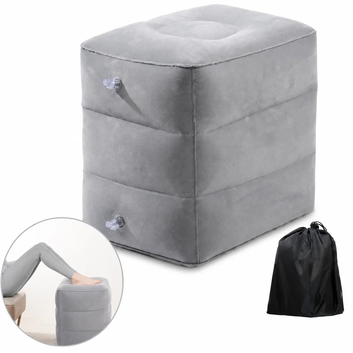 Inflatable Foot Rest Pillow, Three-Layer PVC Cushion, Portable Adjustable Footstool for Airplane Travel, Office and Home - product view 6