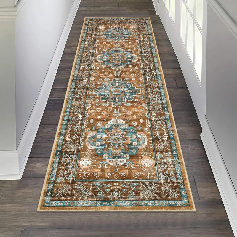 Farmhouse Bohemian Geometric Runner Rug, Non-Slip Fade-Resistant 100% Polyester, Machine-Made Mat for Hallway, Kitchen and Entry - product view 6