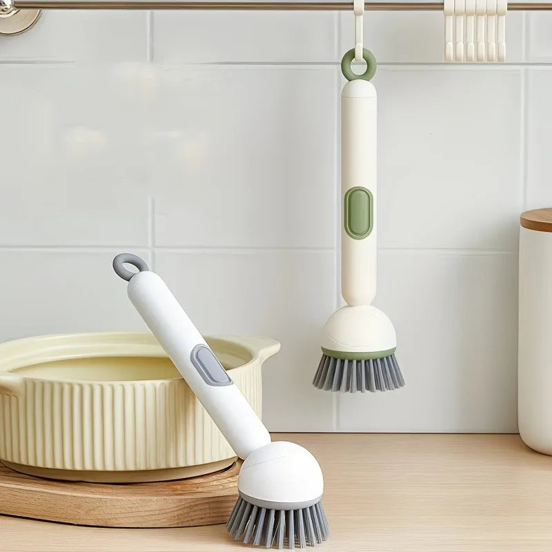 Rotatable Soap Dispensing Dish Brush, Plastic Kitchen Scrubber with Replaceable Heads for Grease and Pot Cleaning - product view 6