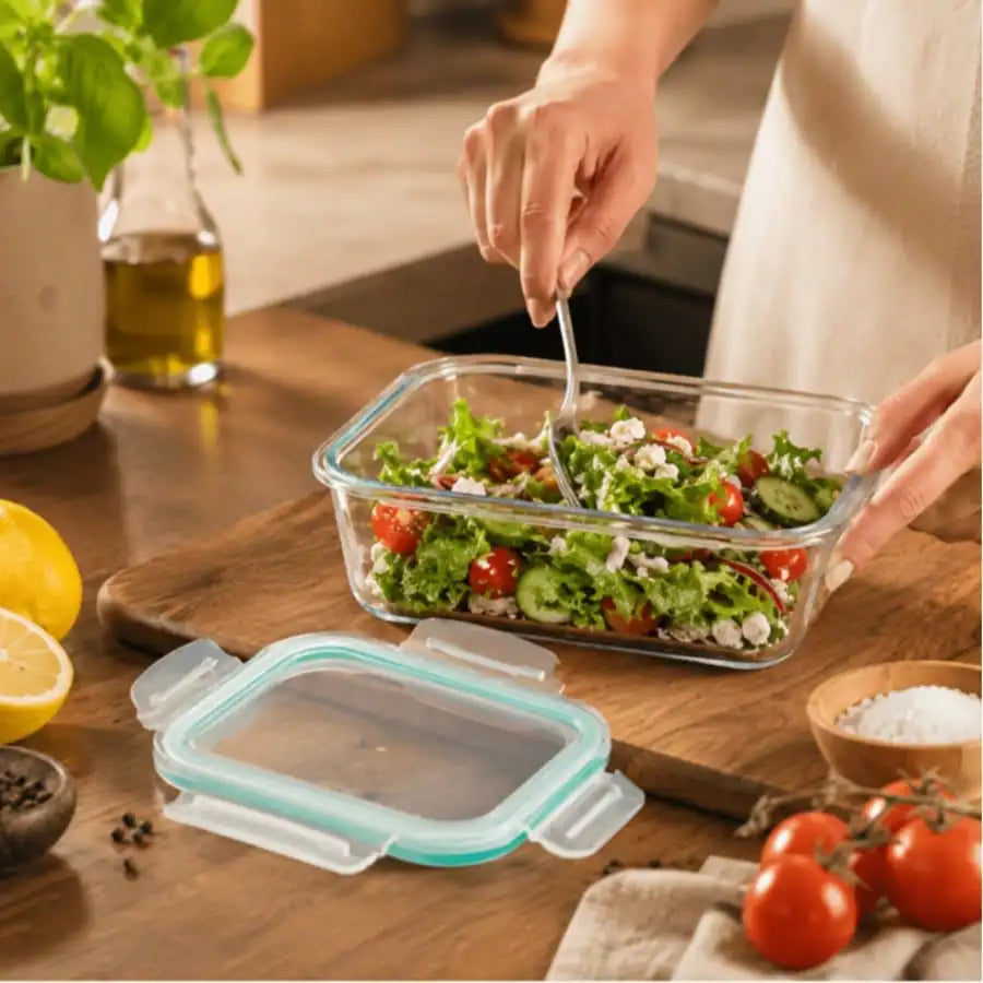 Glass Food Storage Containers, 16-Piece Set with Locking Lids, Leakproof Meal Prep Boxes, Microwave and Oven Safe, Mint Green - product view 6