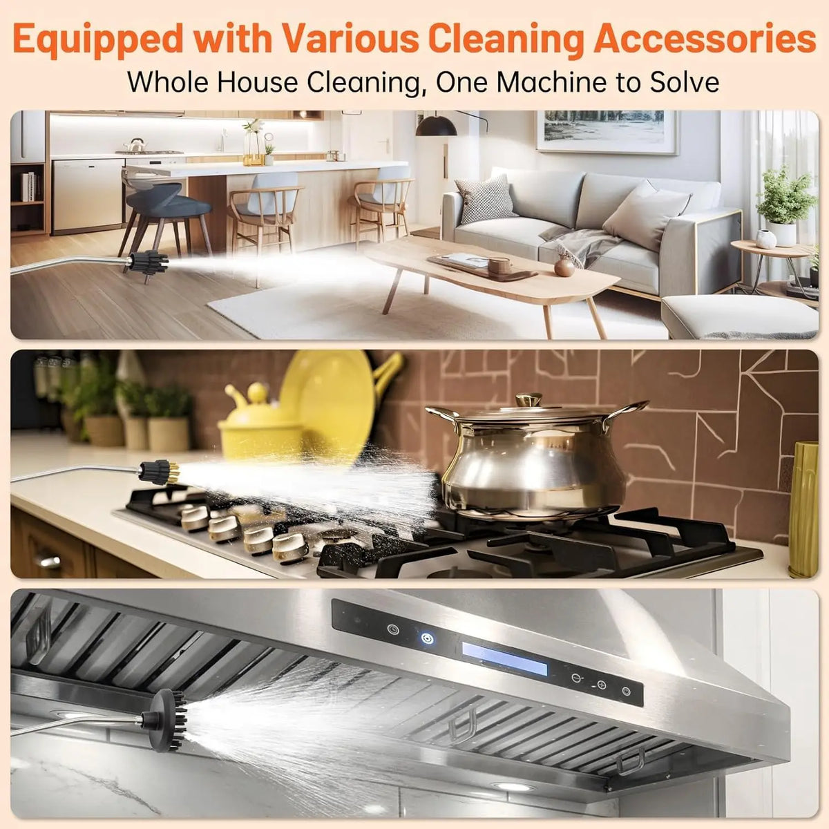 Handheld Steam Cleaner, 3800W High-Pressure Portable Steamer with 1000ml Tank, 6-Speed Output for Kitchen, Bathroom and Car - product view 6