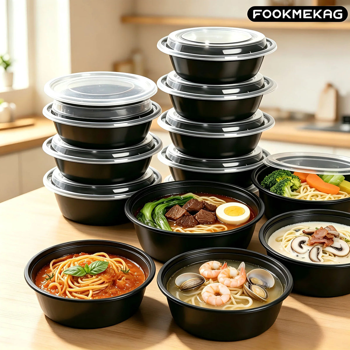 28 oz Reusable Meal Prep Containers, 30-Piece Black PP Food Storage Boxes for Takeout, Lunch Packing and Daily Meal Storage - product view 6
