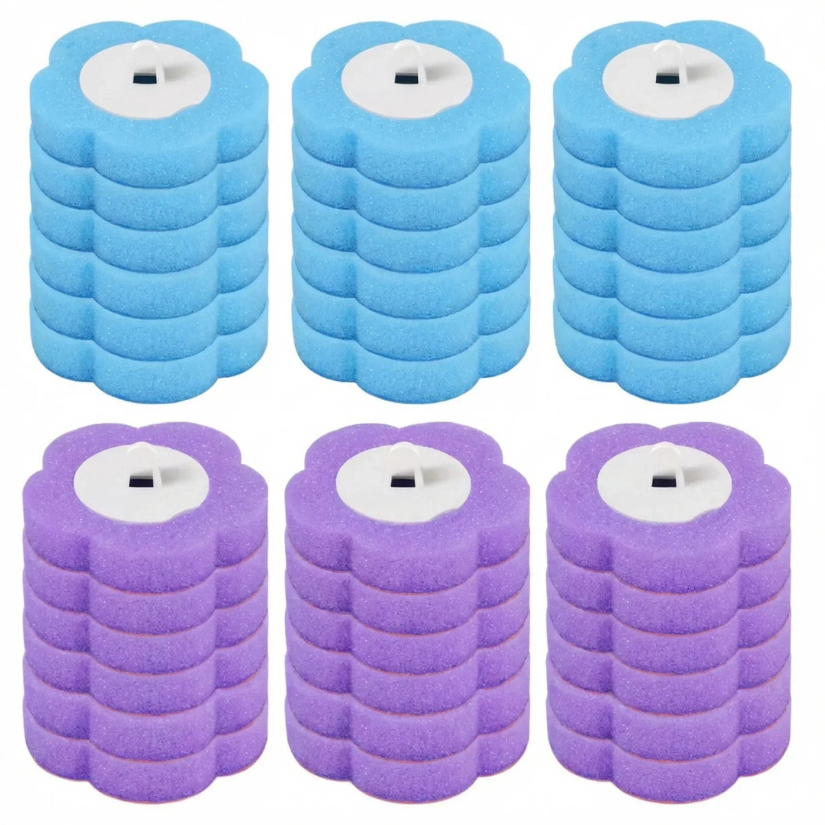 Wall-Hanging Plastic Toilet Brush, Long Handle, Disposable Brush Options in 30, 36 or 72 Pieces, Grey, White, Blue, Purple or Yellow - product view 6