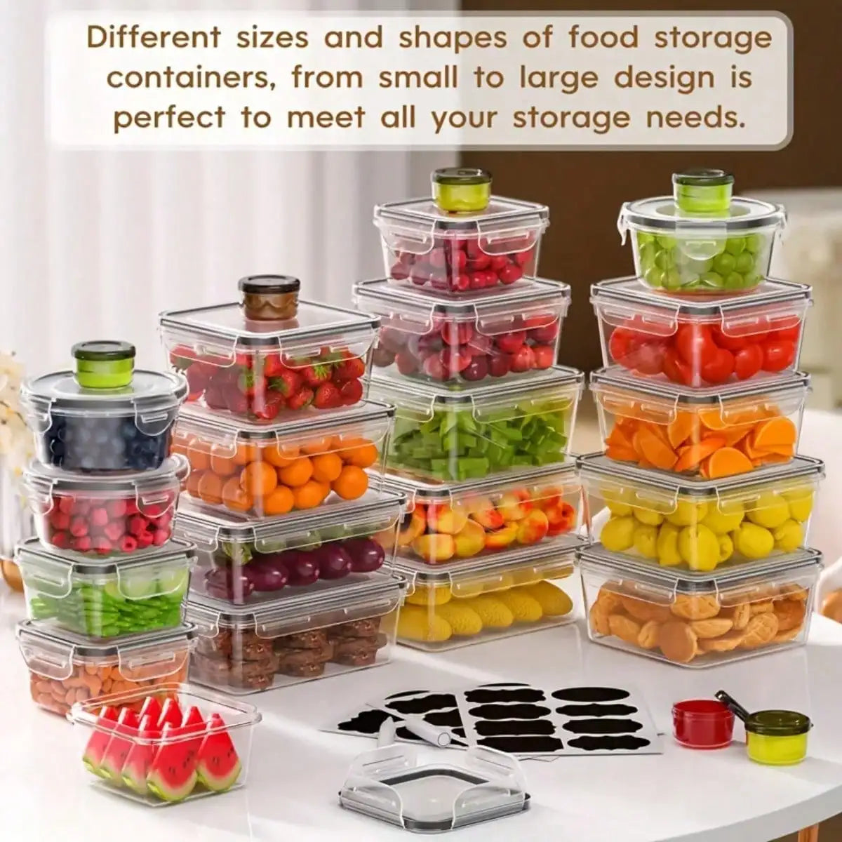 Food Storage Container Set, 40-Piece Airtight Clear Meal Prep Boxes with Lids, Stackable Kitchen Pantry Organizer - product view 6