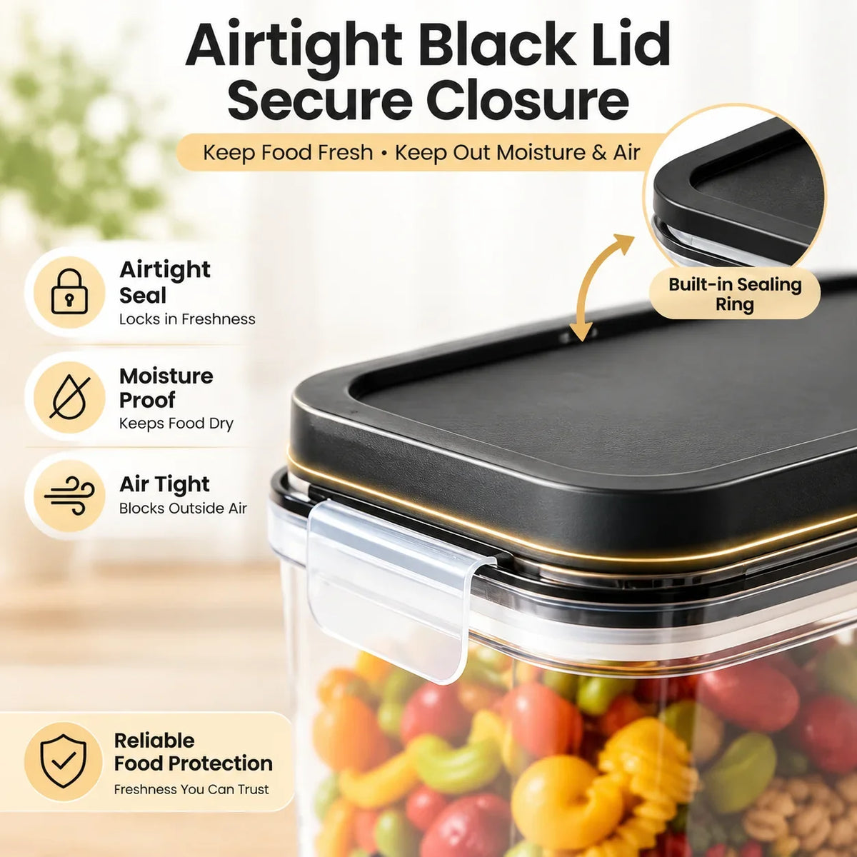Stackable Flour Storage Container Set, Clear Reusable Plastic Canisters with Sealed Lids and Labels for Pantry Foods - product view 6