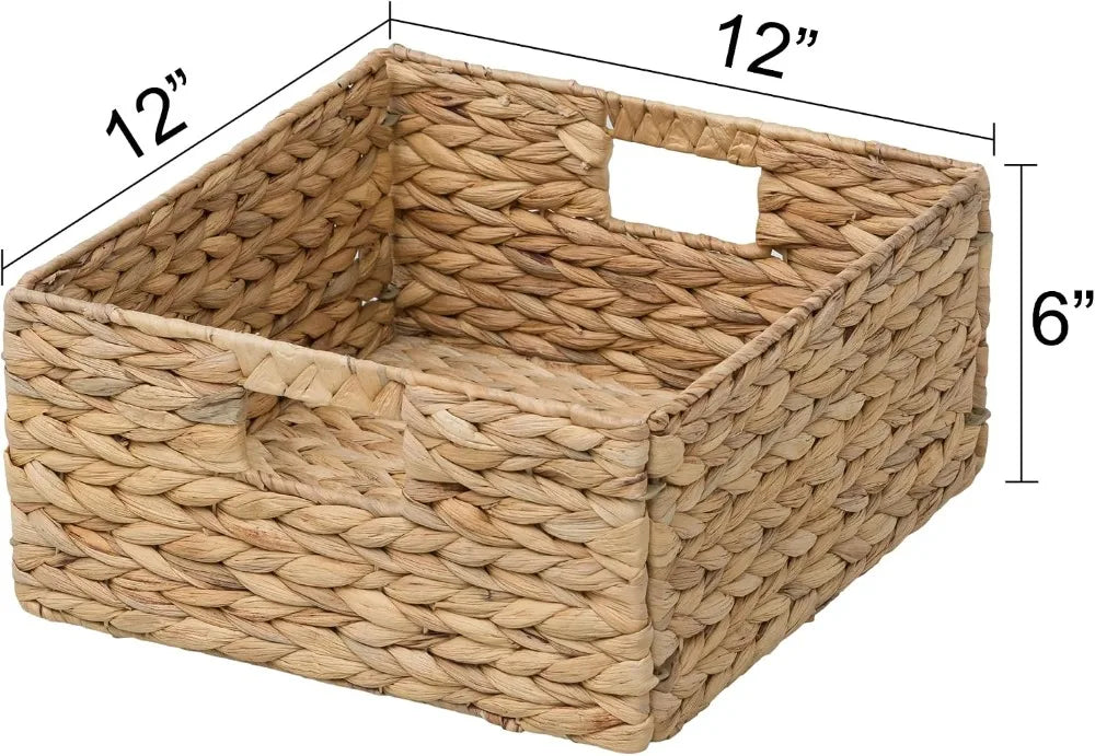 6-Pack Plastic Storage Baskets, 12 × 12 × 6 in Waterproof Organizer Bins with Handles for Shelves and Closets - product view 6