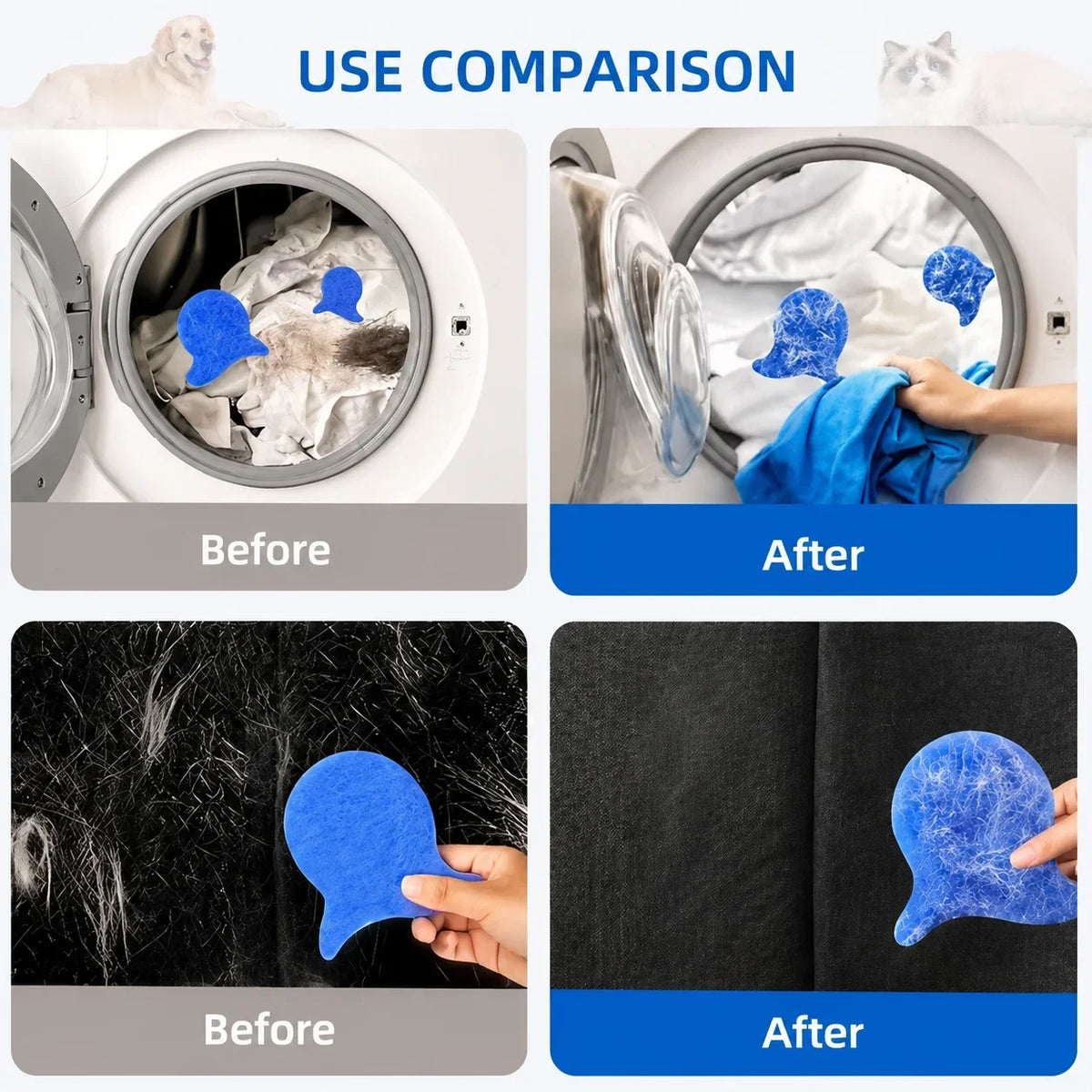 Reusable Pet Hair Remover for Laundry, Washing Machine Hair Catcher and Manual Lint Pad for Clothes, Sofa and Car Seats - product view 6