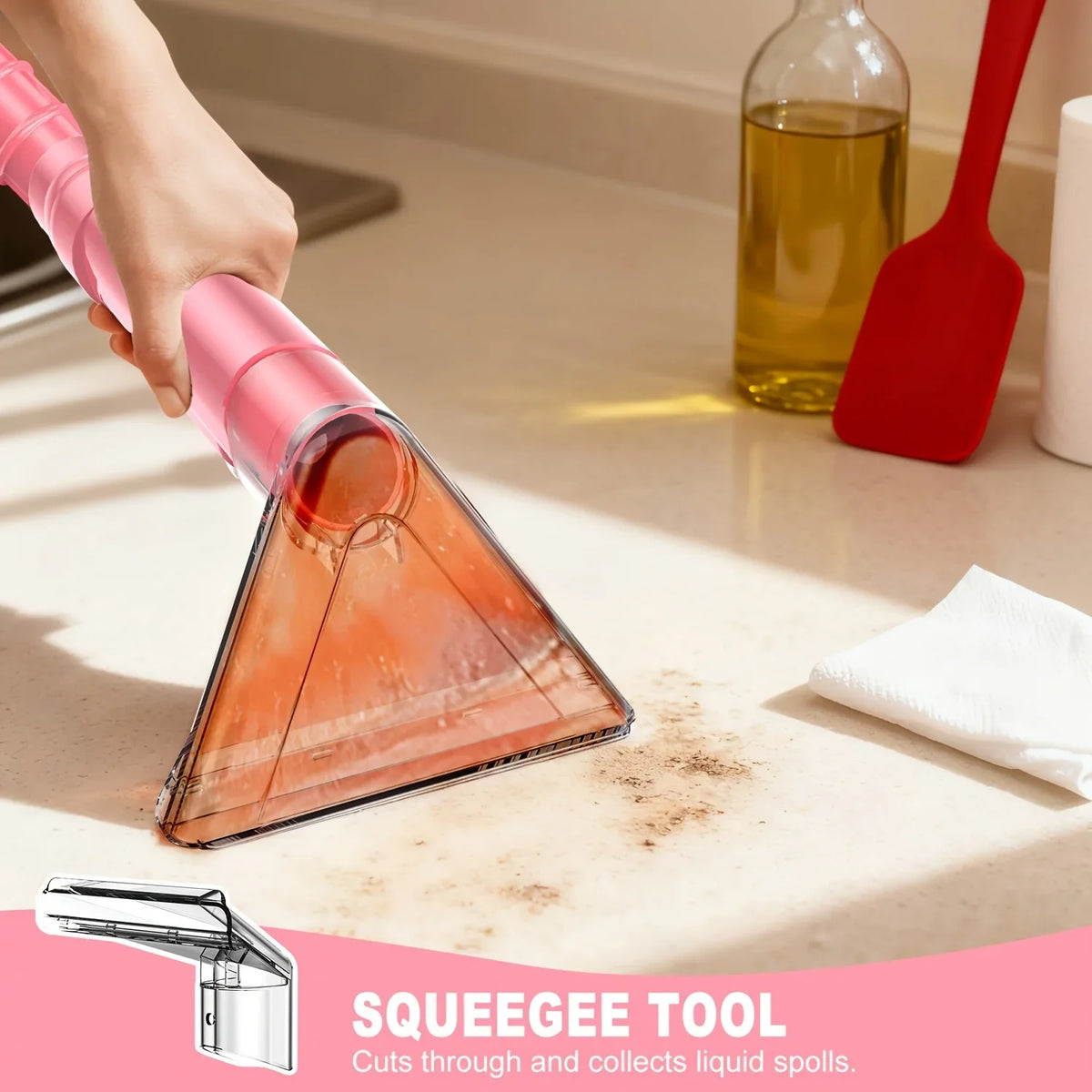 Portable Carpet Spot Cleaning Machine, Wet and Dry Upholstery Extractor with Dual Brushes, Blue or Pink, US Plug - product view 6