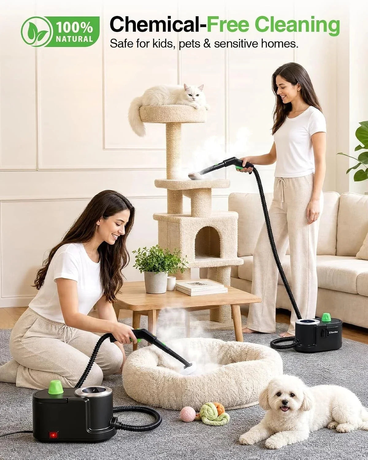 Handheld Steam Cleaner, 1.6 L Tank, 50-Minute Runtime, 22-Piece Kit, 16.4 ft Cord for Kitchen, Bathroom and Car - product view 6